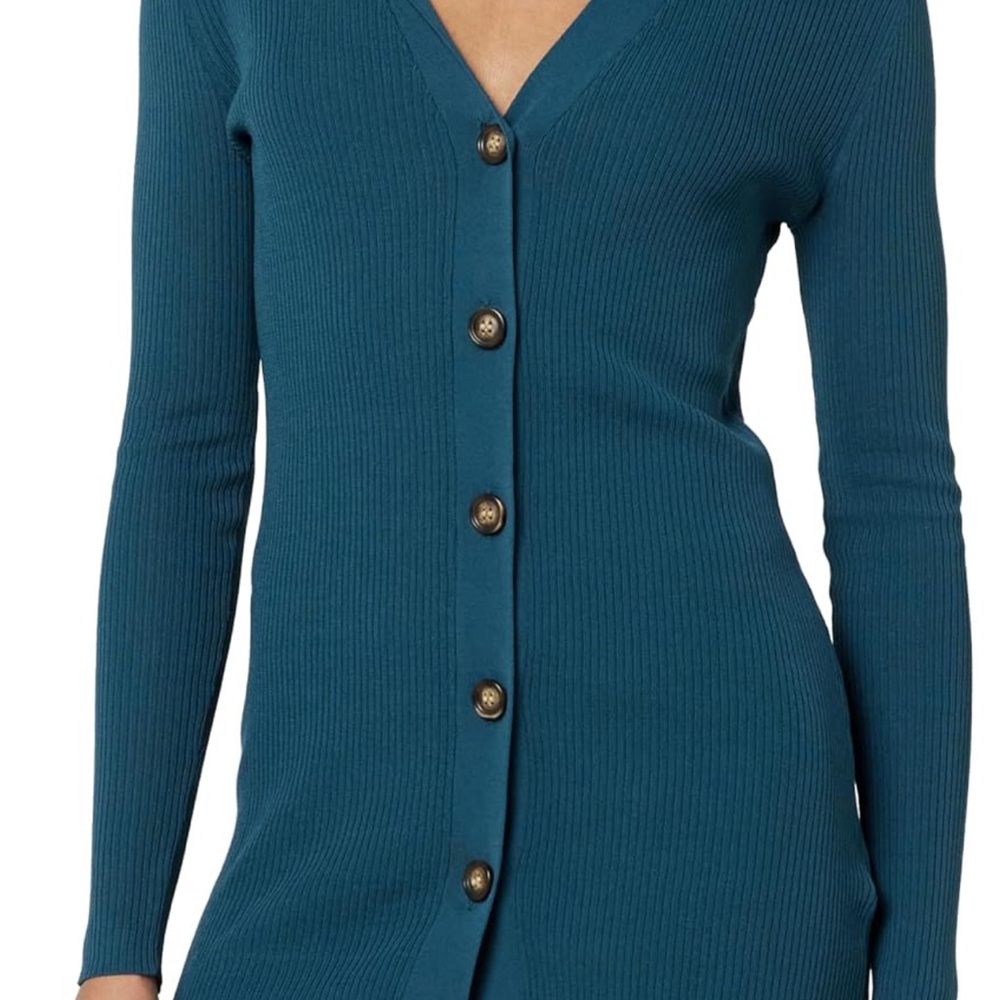 Teal Button-Up Ribbed Top - Picture 2 of 3